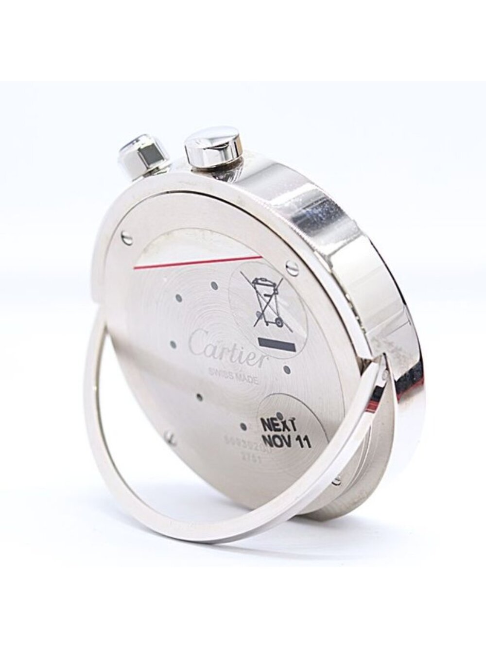 ★SOLD★ Cartier Travel Clock Quartz Silver Dial Table - Picture 3 of 4